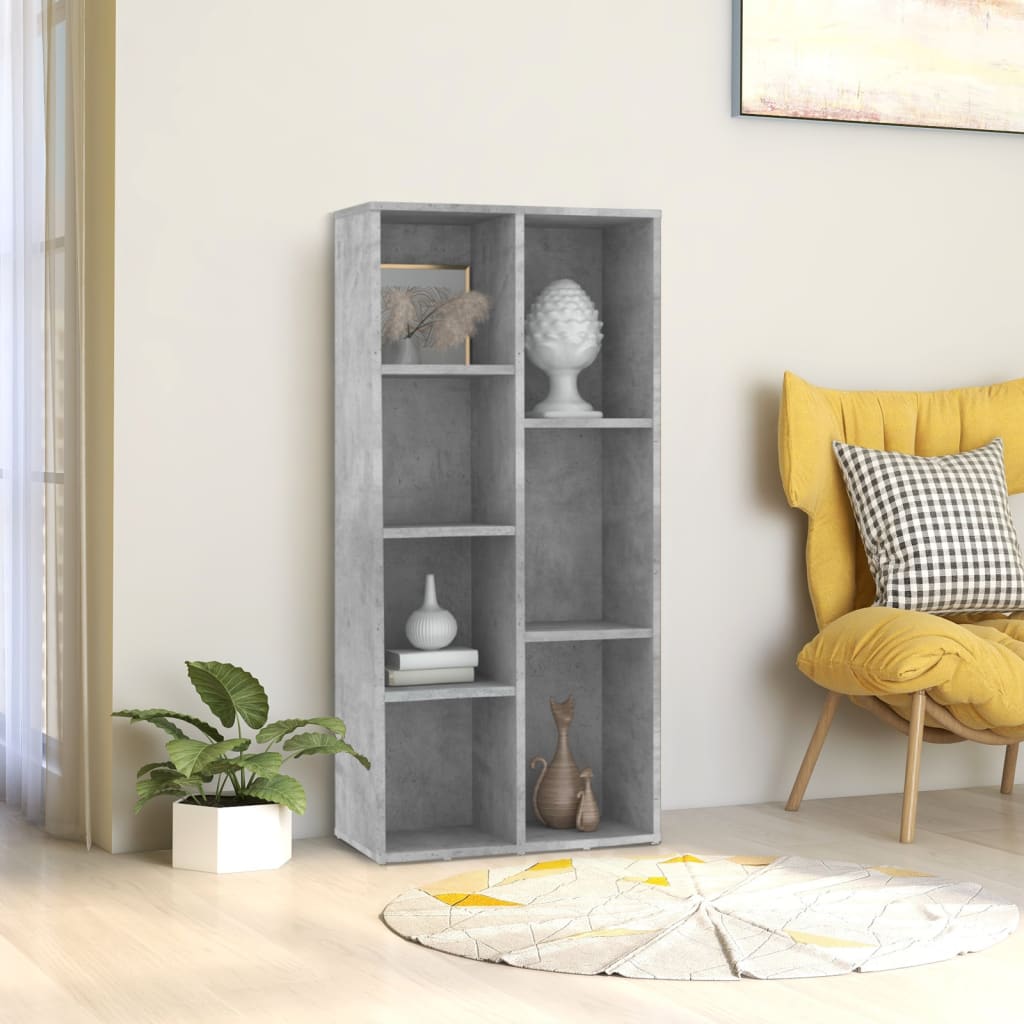 bogreol 50x25x106 cm konstrueret træ betongrå