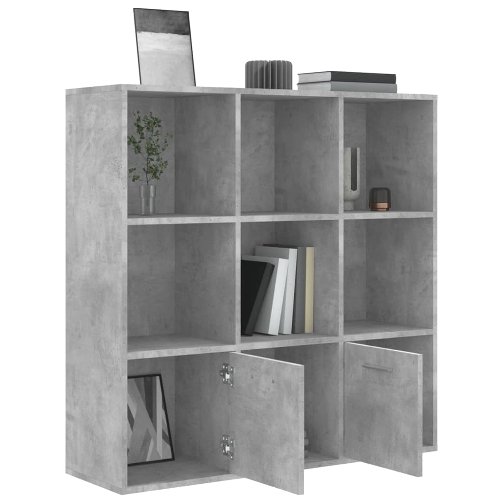 bogreol 98x30x98 cm konstrueret træ betongrå