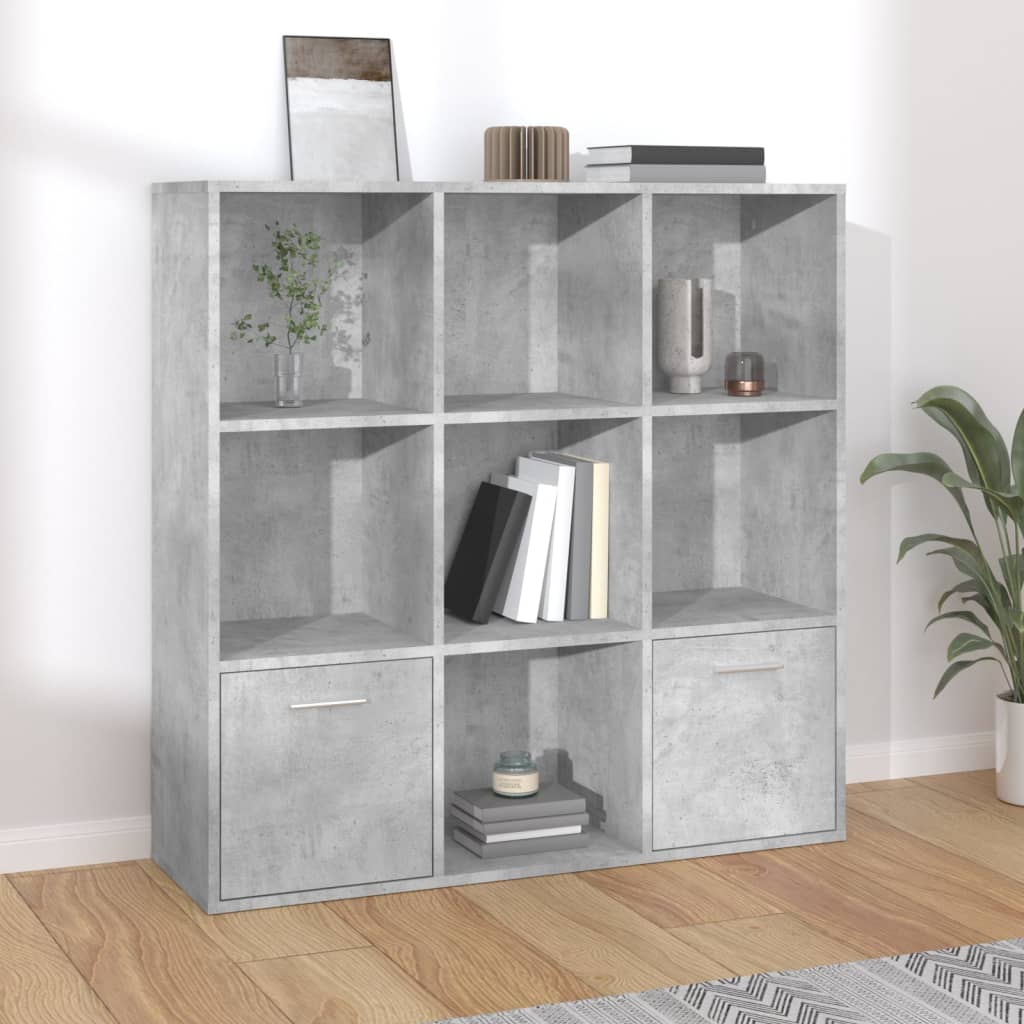 bogreol 98x30x98 cm konstrueret træ betongrå