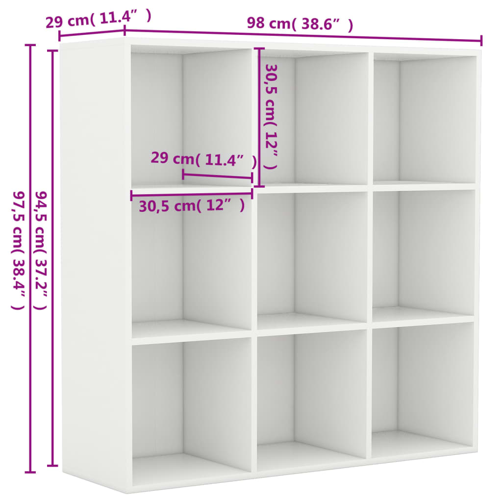 bogreol 98x29x97,5 cm konstrueret træ hvid