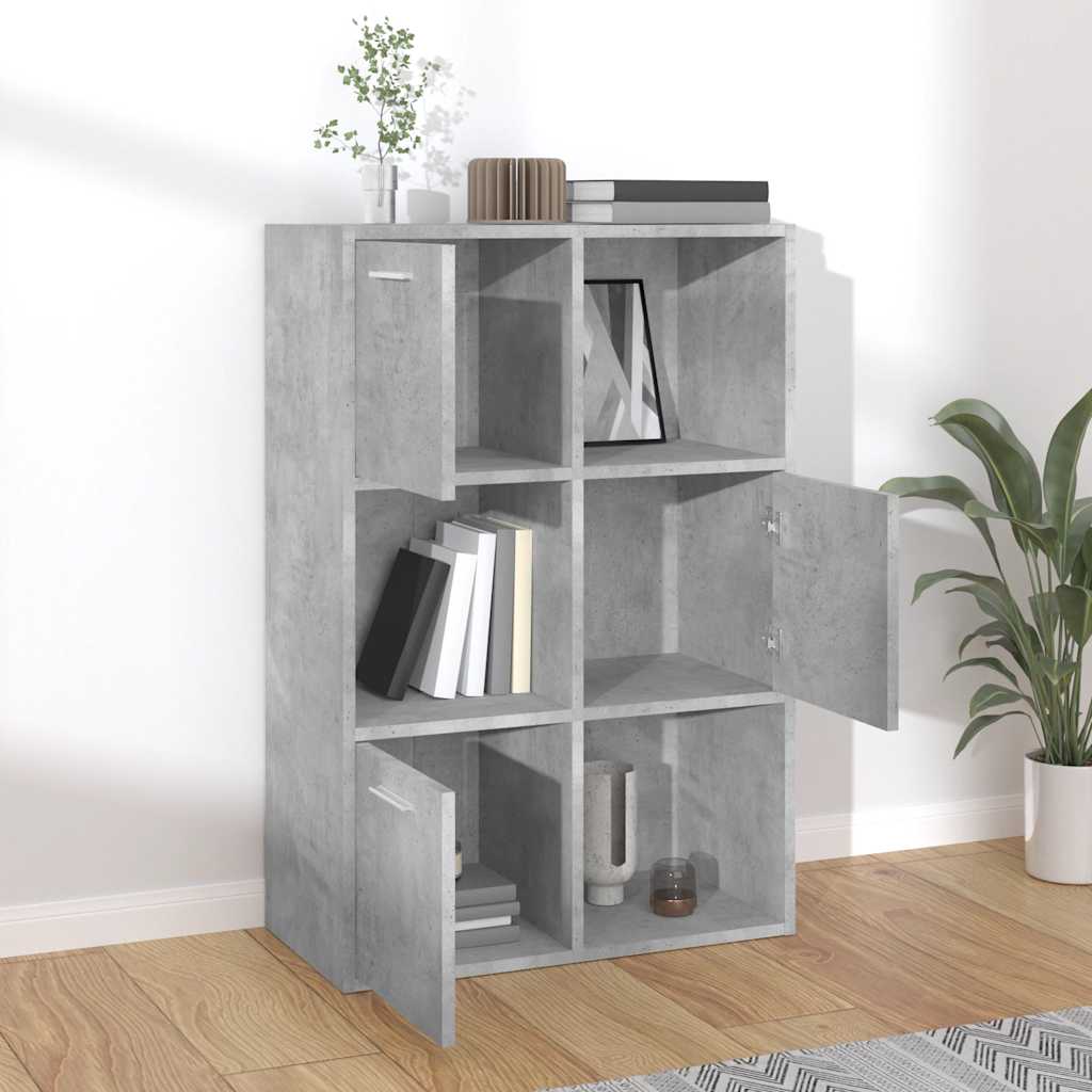 kontorreol 60x29,5x90 cm konstrueret træ betongrå