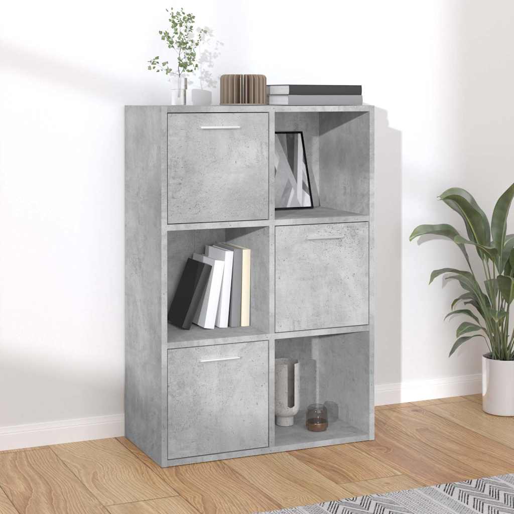 kontorreol 60x29,5x90 cm konstrueret træ betongrå