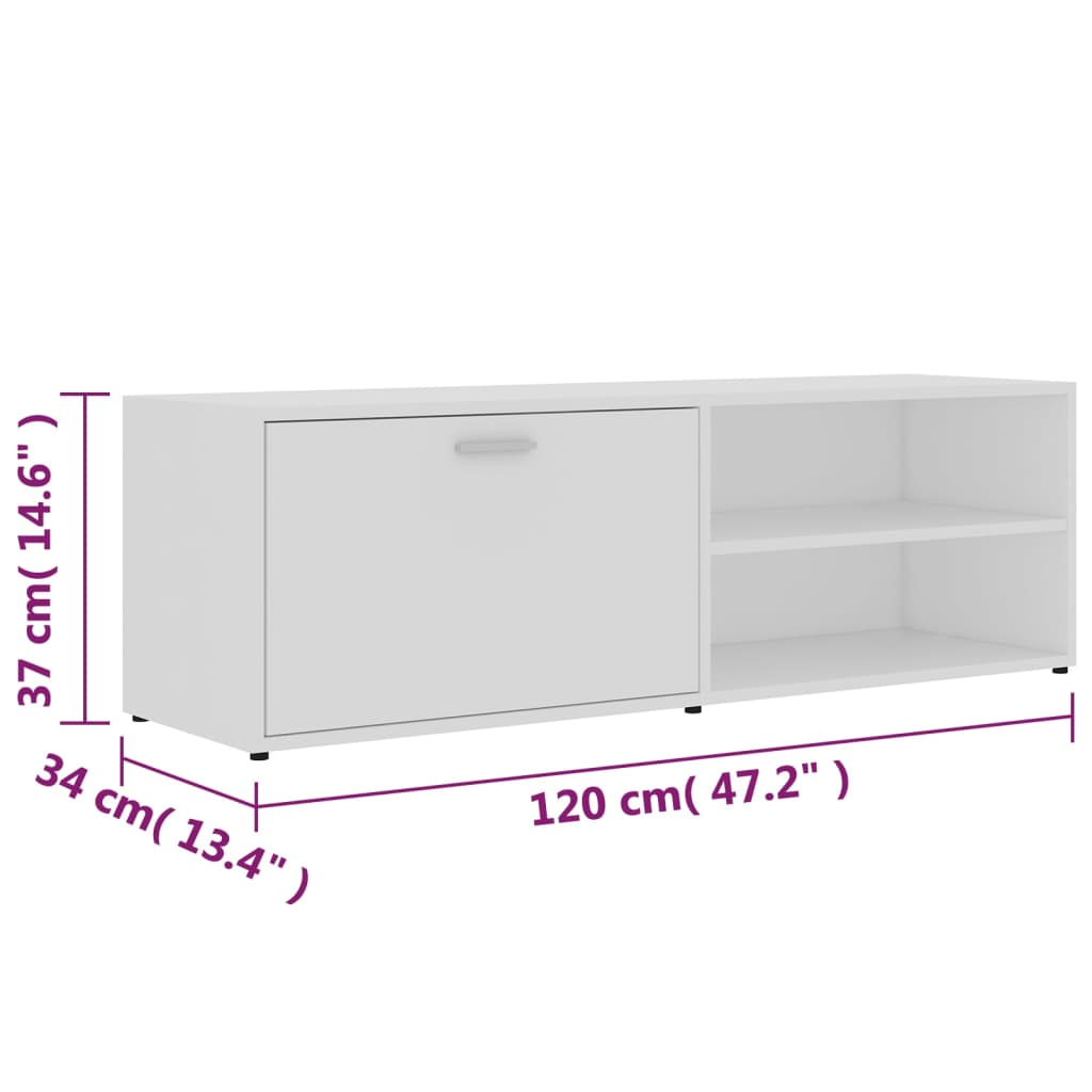 tv-bord 120x34x37 cm konstrueret træ hvid