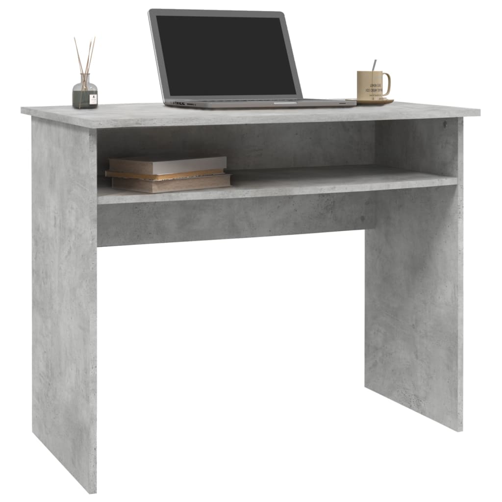 skrivebord 90x50x74 cm konstrueret træ betongrå
