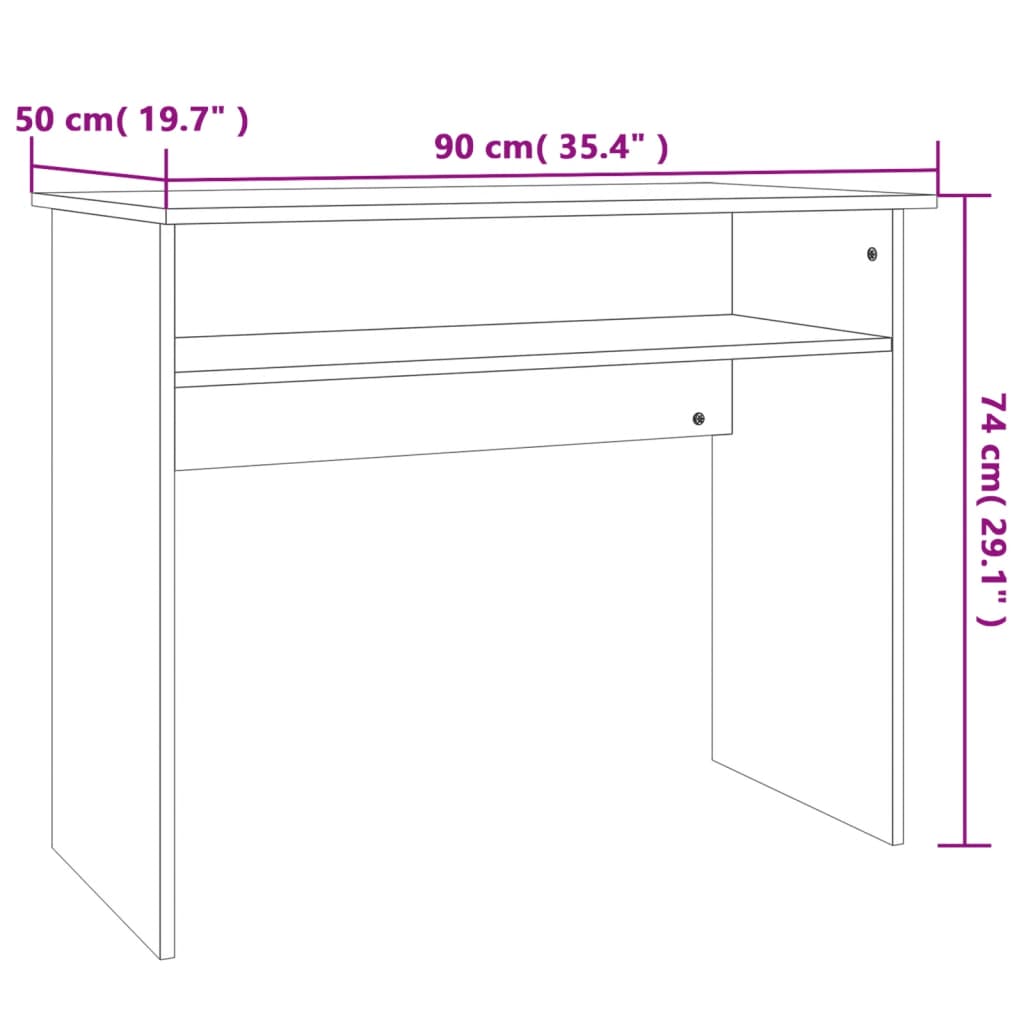skrivebord 90x50x74 cm konstrueret træ betongrå