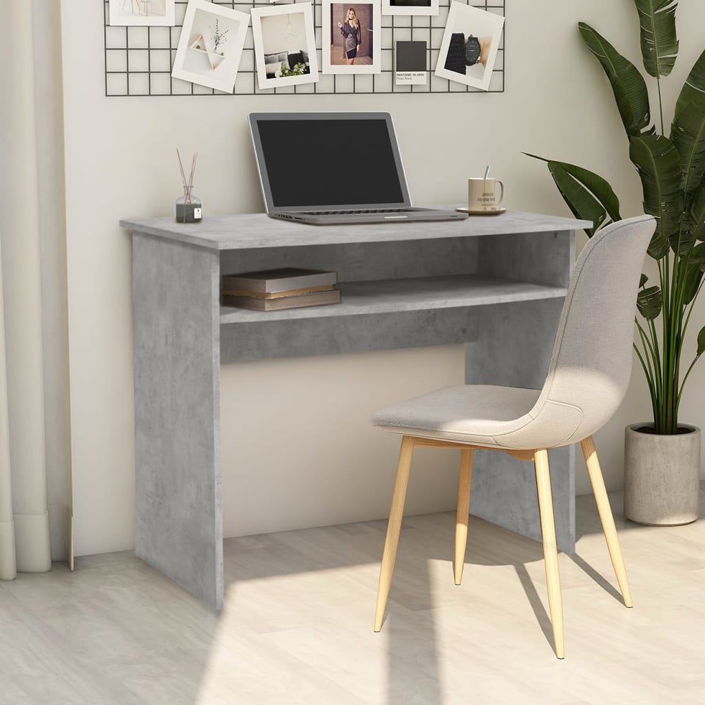 skrivebord 90x50x74 cm konstrueret træ betongrå