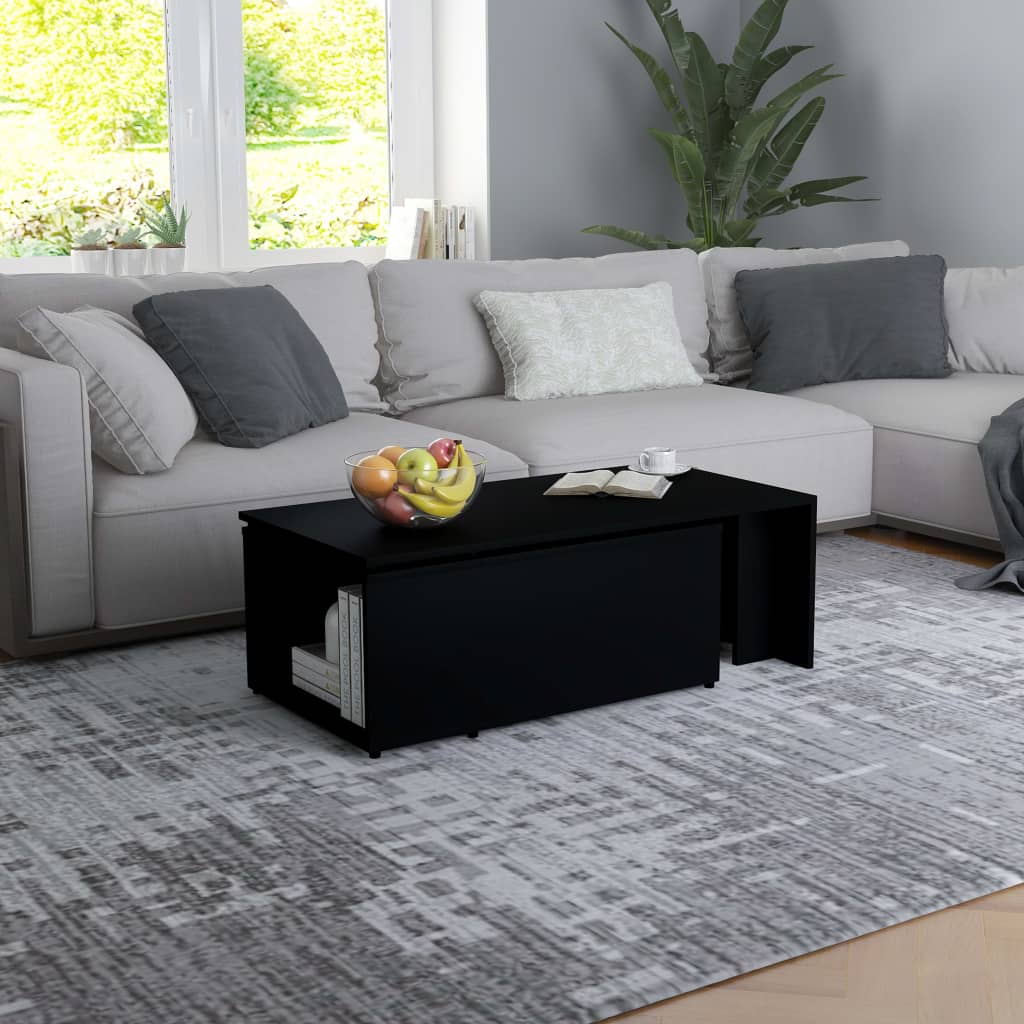 sofabord 150x50x35 cm konstrueret træ sort