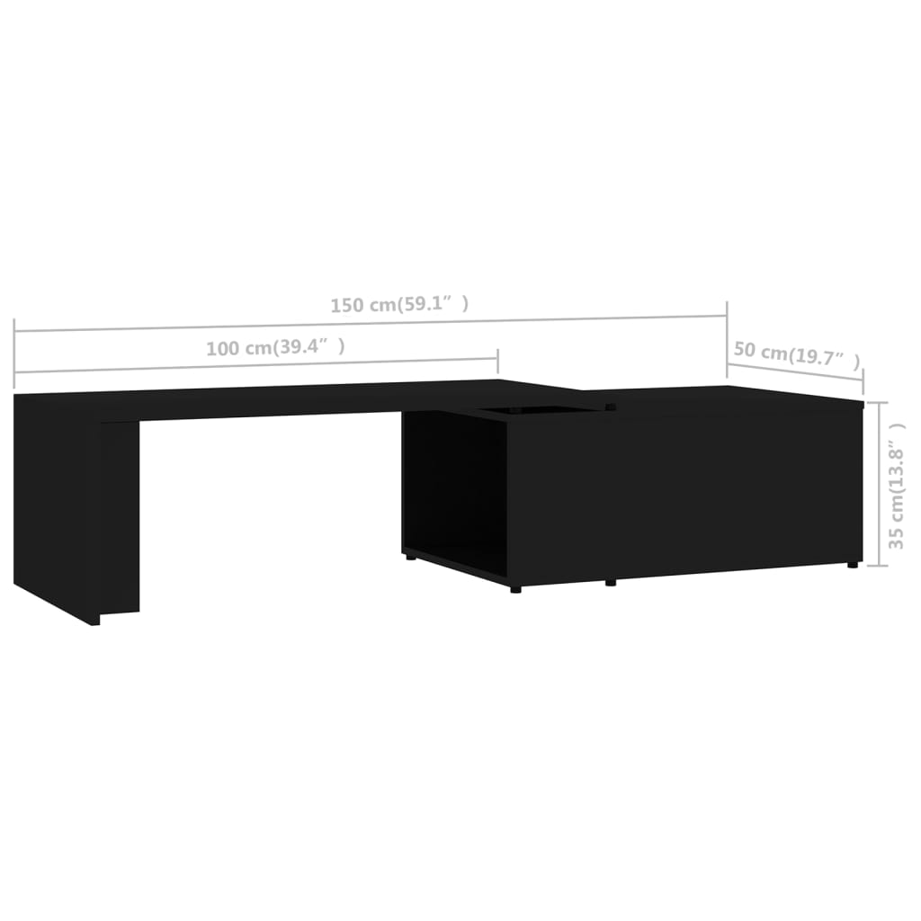 sofabord 150x50x35 cm konstrueret træ sort
