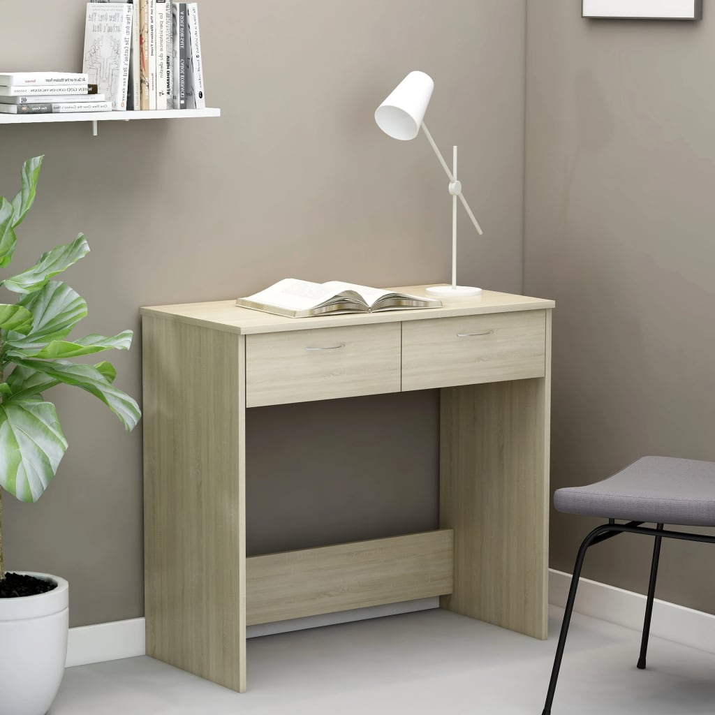 skrivebord 80x40x75 cm konstrueret træ sonoma-eg