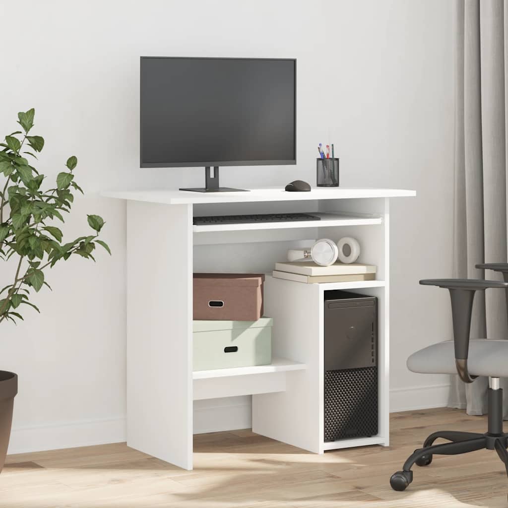skrivebord 80x45x74 cm konstrueret træ hvid