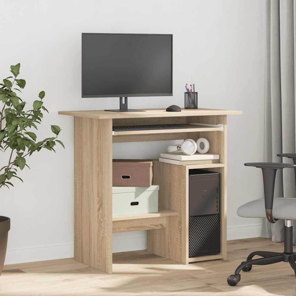 skrivebord 80x45x74 cm konstrueret træ sonoma-eg