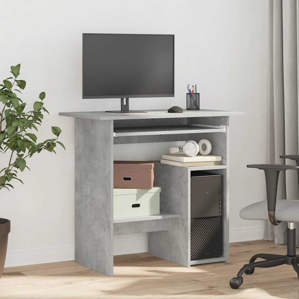 skrivebord 80x45x74 cm konstrueret træ betongrå