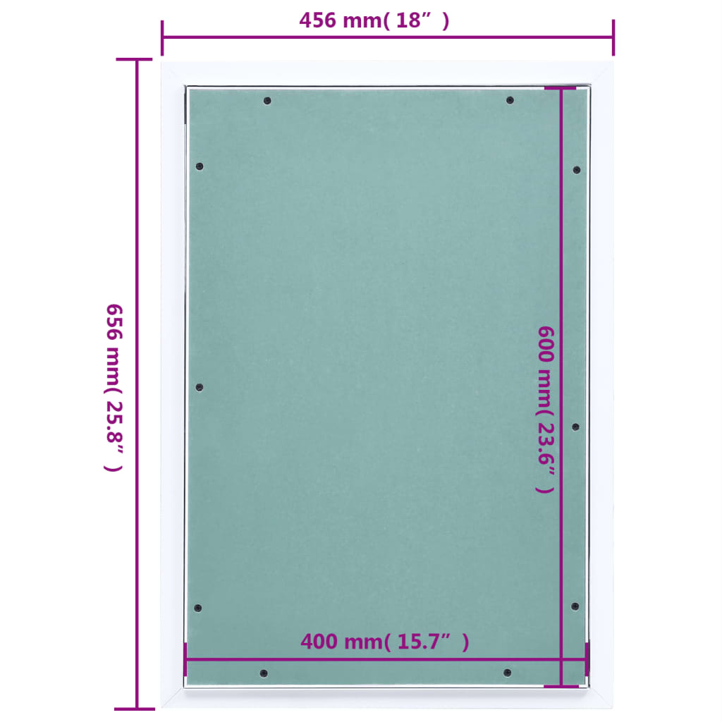 adgangspanel med aluminiumsramme og gipsplade 400x600 mm
