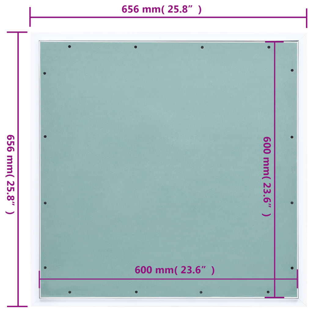 adgangspanel med aluminiumsramme og gipsplade 600x600 mm