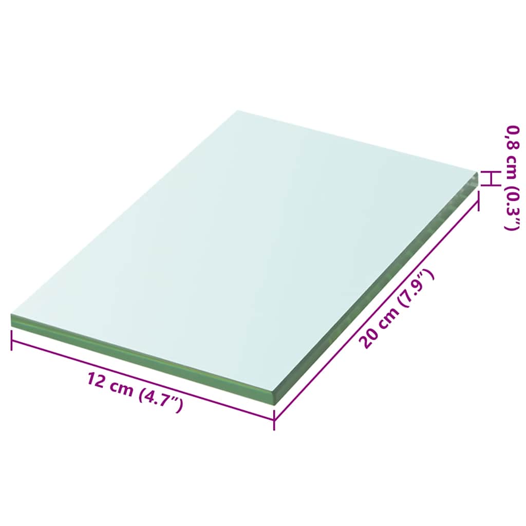 hylder 2 stk. glaspanel 20 x 12 cm klar