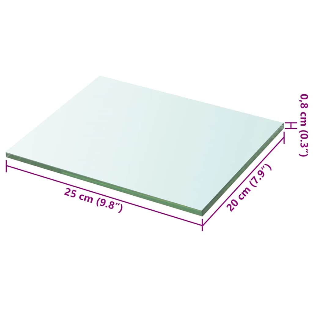 hylder 2 stk. glaspanel 20 x 25 cm klar