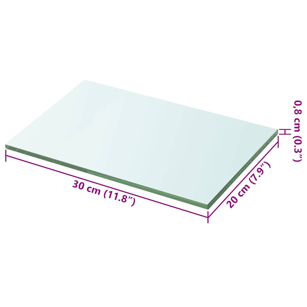 hylder 2 stk. glaspanel 20 x 30 cm klar