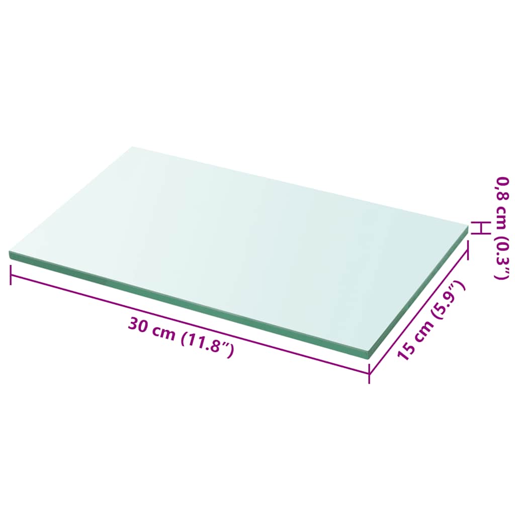 hylder 2 stk. glaspanel 30 x 15 cm klar