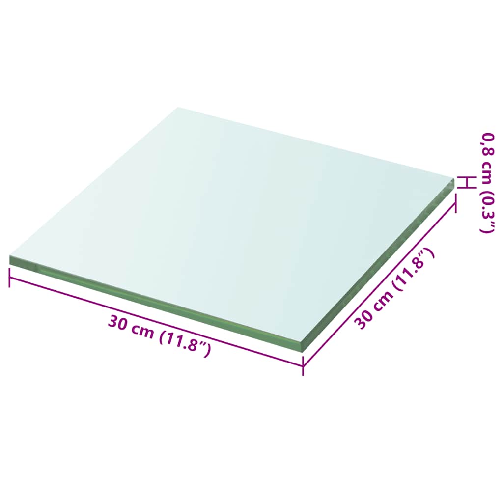 hylder 2 stk. glaspanel 30 x 30 cm klar