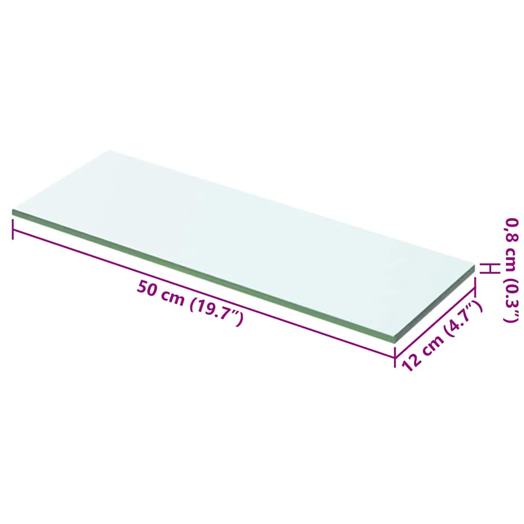 hylder 2 stk. glaspanel 50 x 12 cm klar