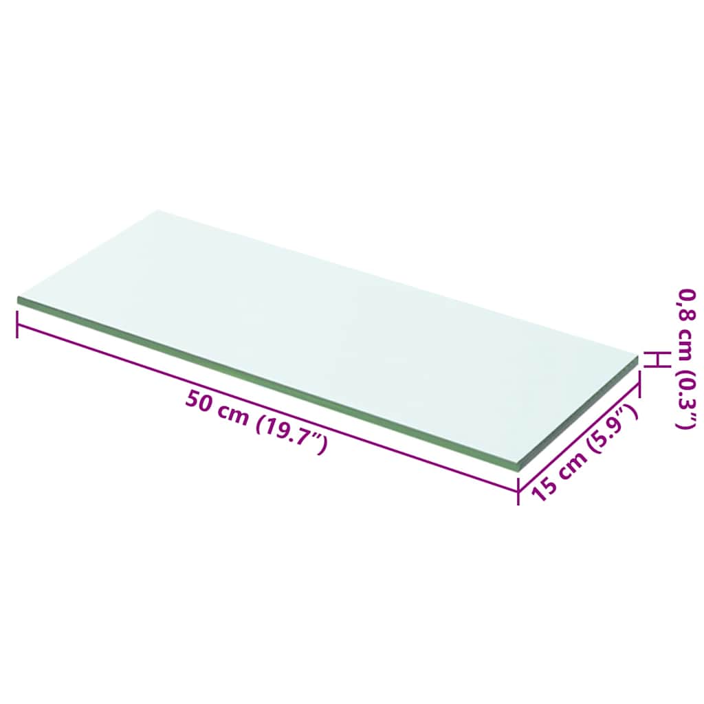 hylder 2 stk. glaspanel 50 x 15 cm klar