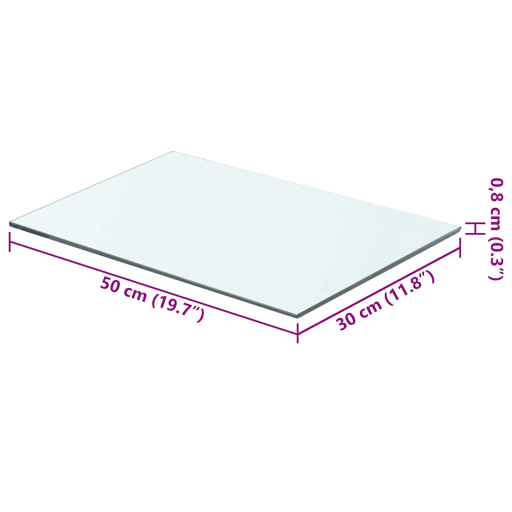 hylder 2 stk. glaspanel 50 x 30 cm klar