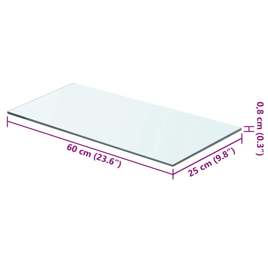 hylder 2 stk. glaspanel 60 x 25 cm klar