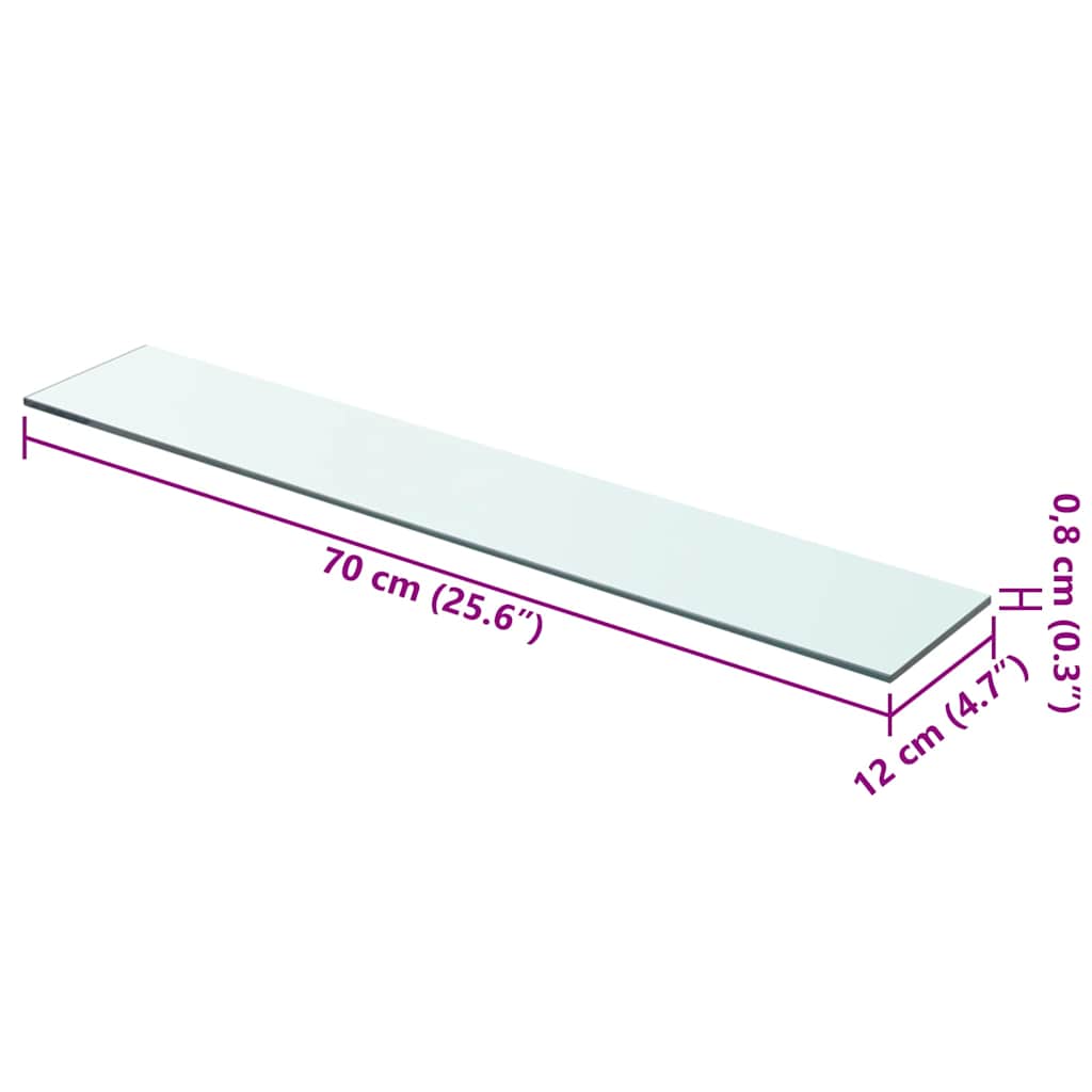 hylder 2 stk. glaspanel 70 x 12 cm klar