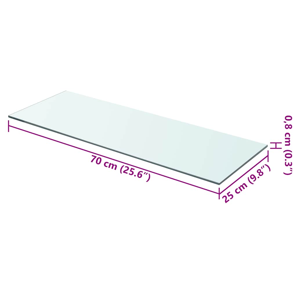 hylder 2 stk. glaspanel 70 x 25 cm klar