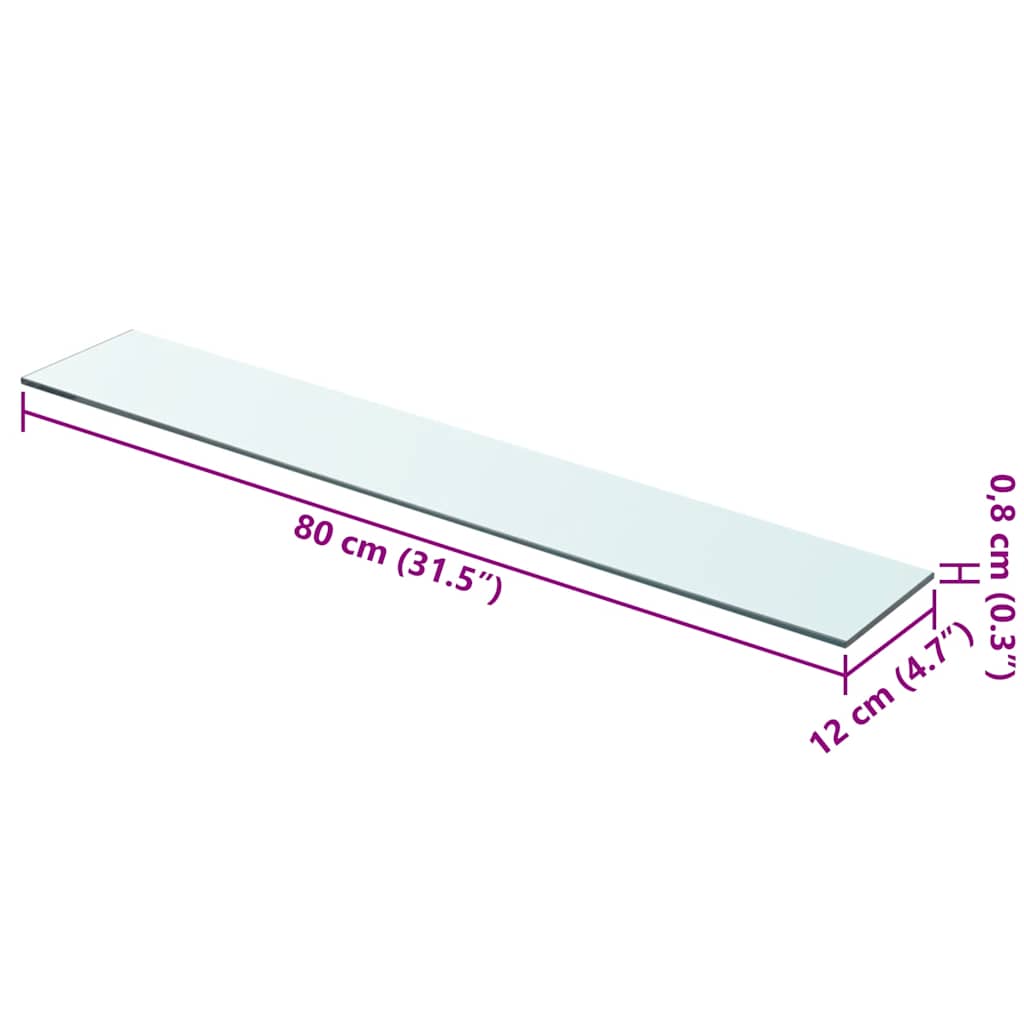 hylder 2 stk. glaspanel 80 x 12 cm klar