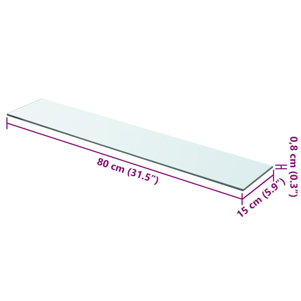 hylder 2 stk. glaspanel 80 x 15 cm klar