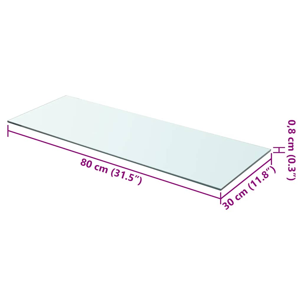 hylder 2 stk. glaspanel 80 x 30 cm klar