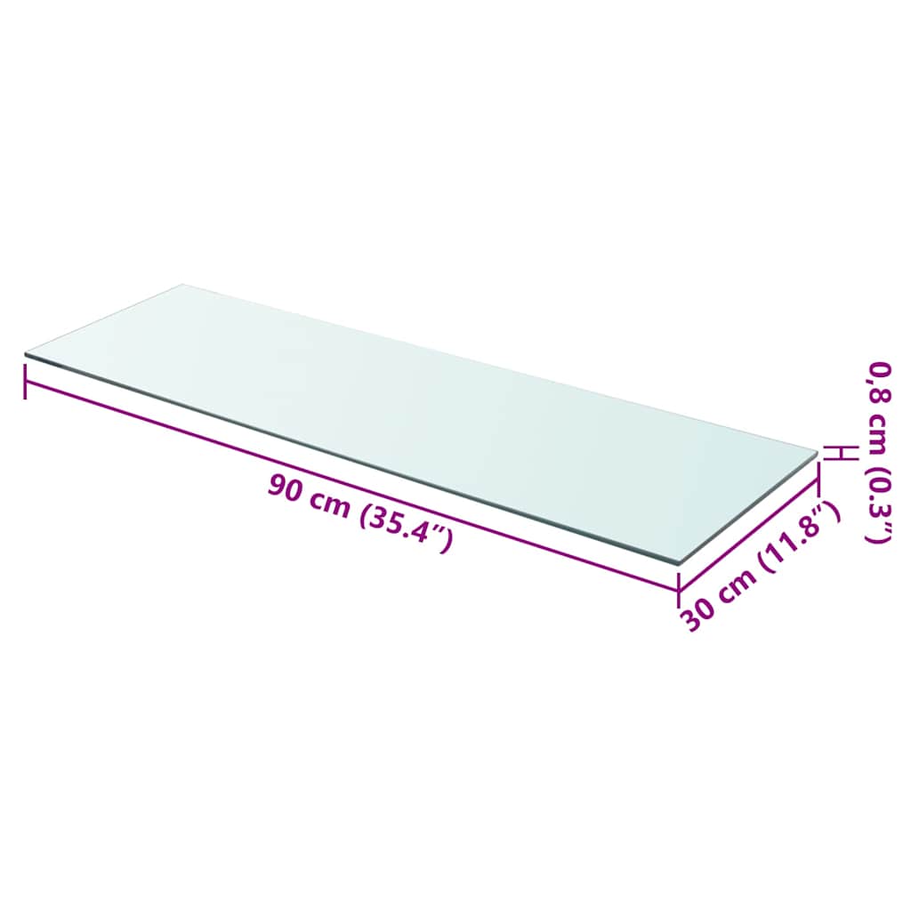 hylder 2 stk. glaspanel 90 x 30 cm klar
