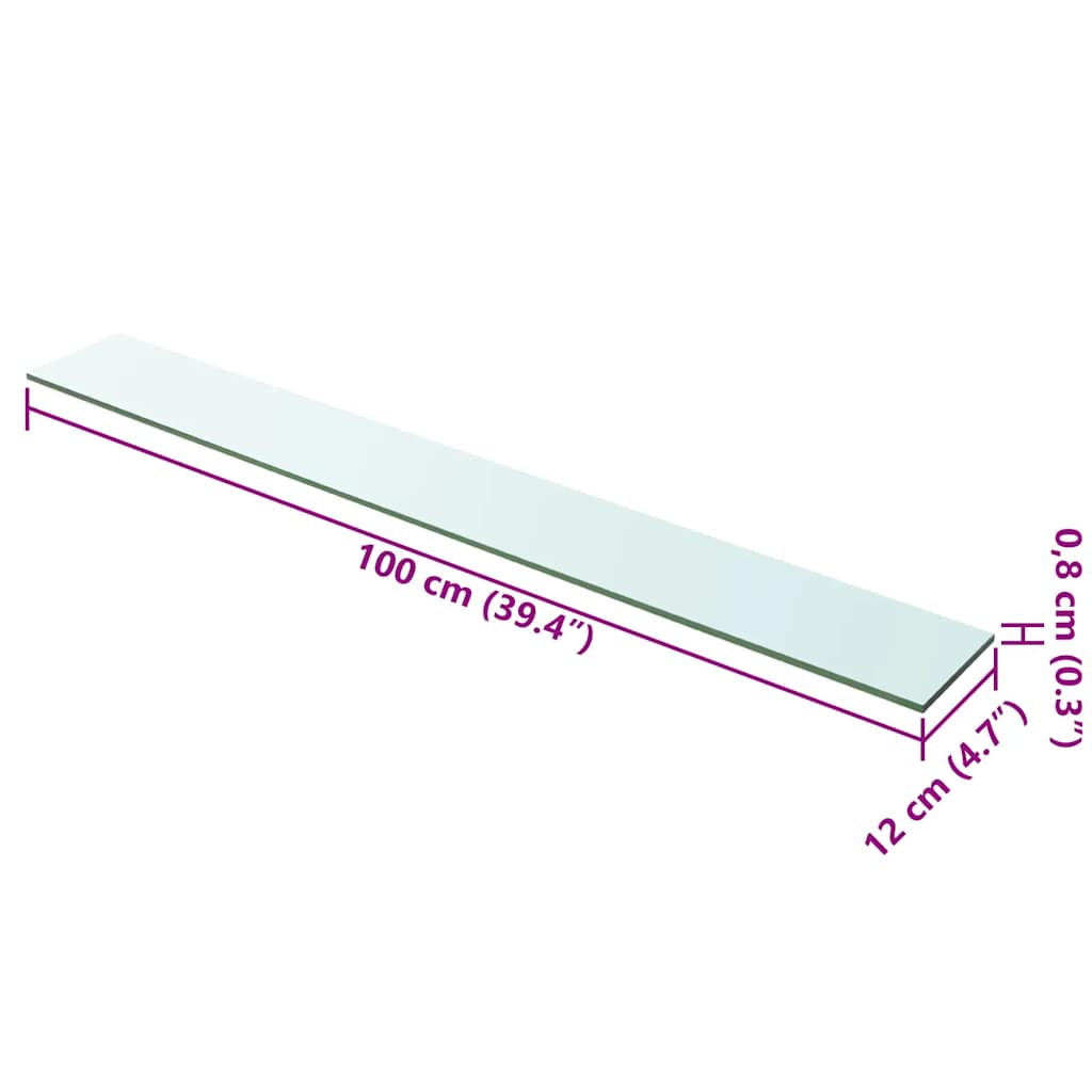 hylder 2 stk. glaspanel 100 x 12 cm klar