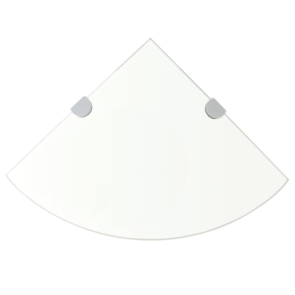 hjørnehylder m. krombeslag 2 stk. 35x35 cm glas klar