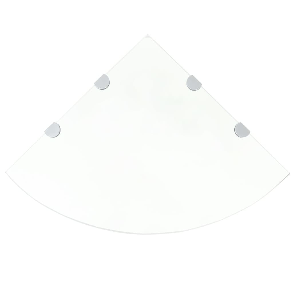 hjørnehylder m. krombeslag 2 stk. 45x45 cm glas klar