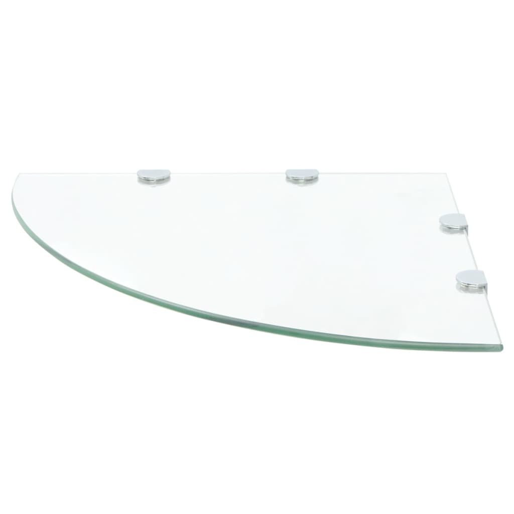 hjørnehylder m. krombeslag 2 stk. 45x45 cm glas klar