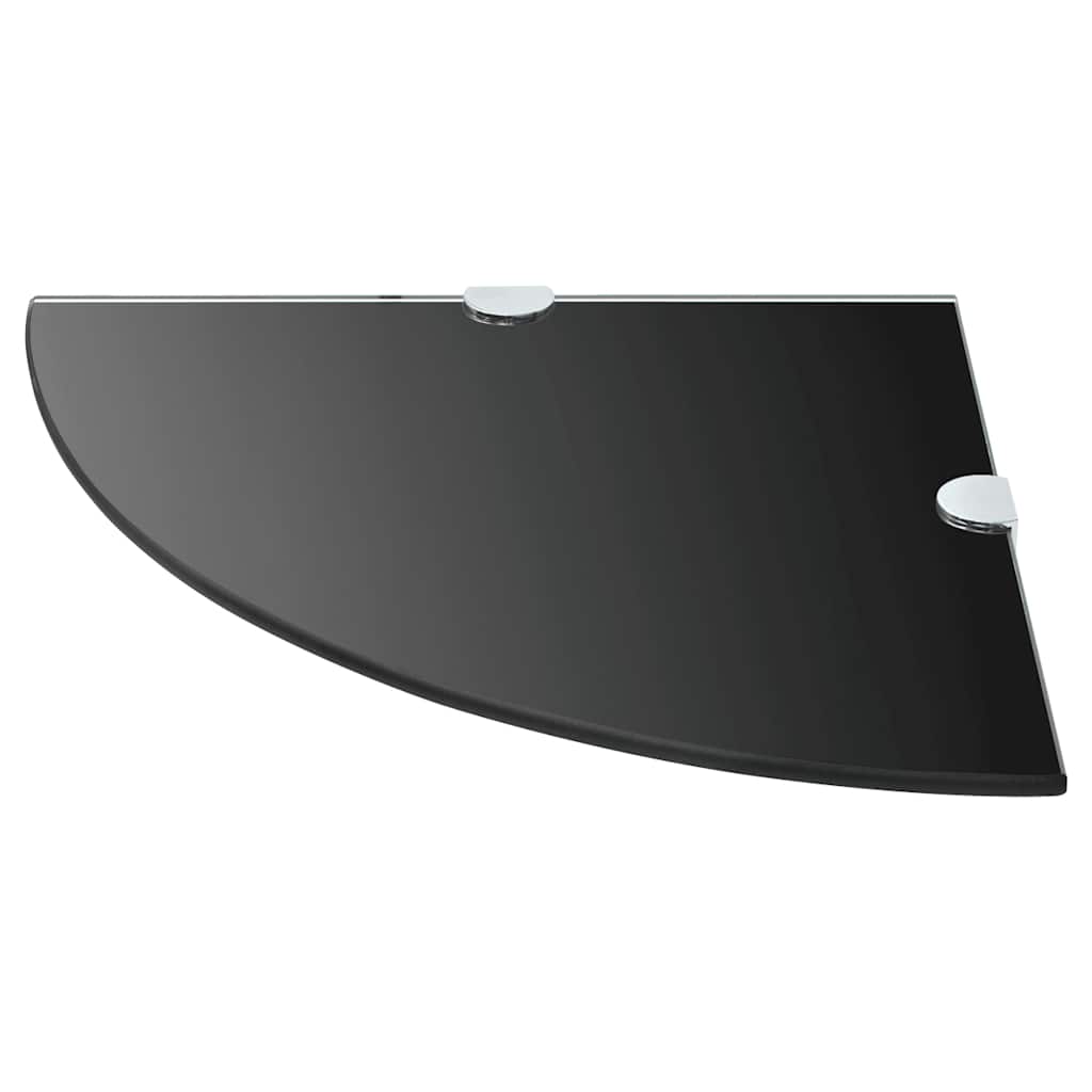hjørnehylder m. krombeslag 2 stk. 25x25 cm glas sort