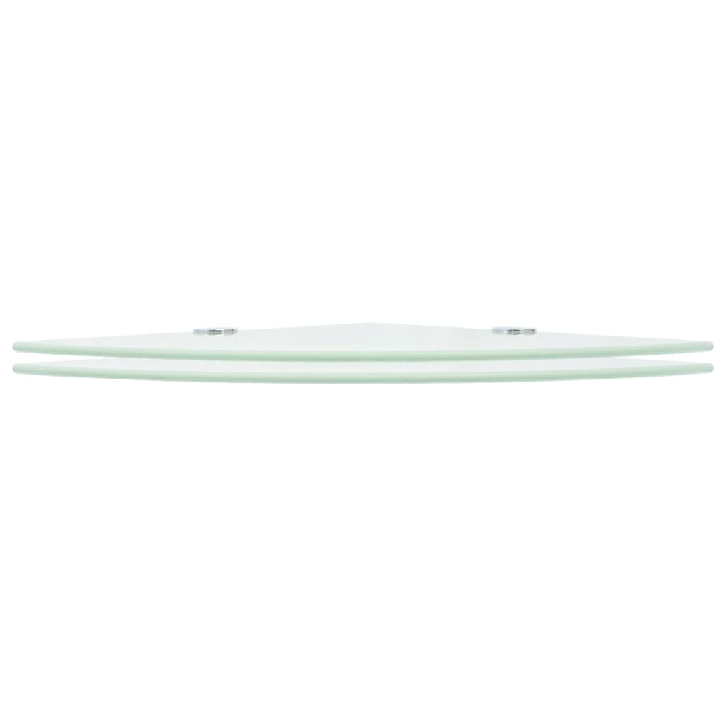 hjørnehylder m. krombeslag 2 stk. 25x25 cm hvidt glas