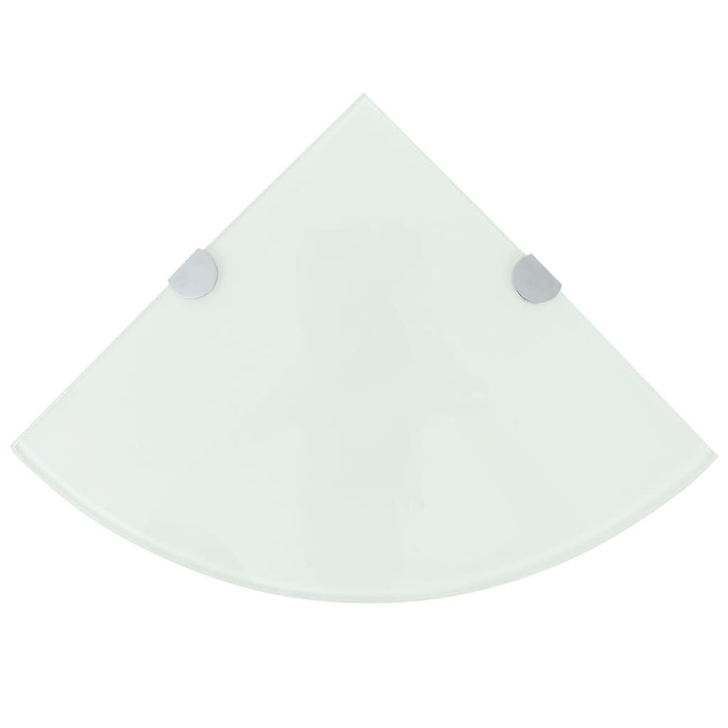 hjørnehylder m. krombeslag 2 stk. 35 x 35 cm glas hvid