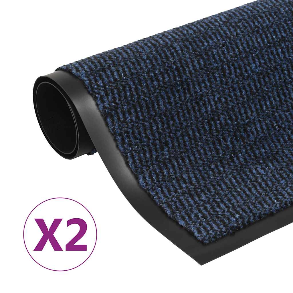måtter med støvkontrol 2 stk. rektangulær tuftet 60x90 cm blå