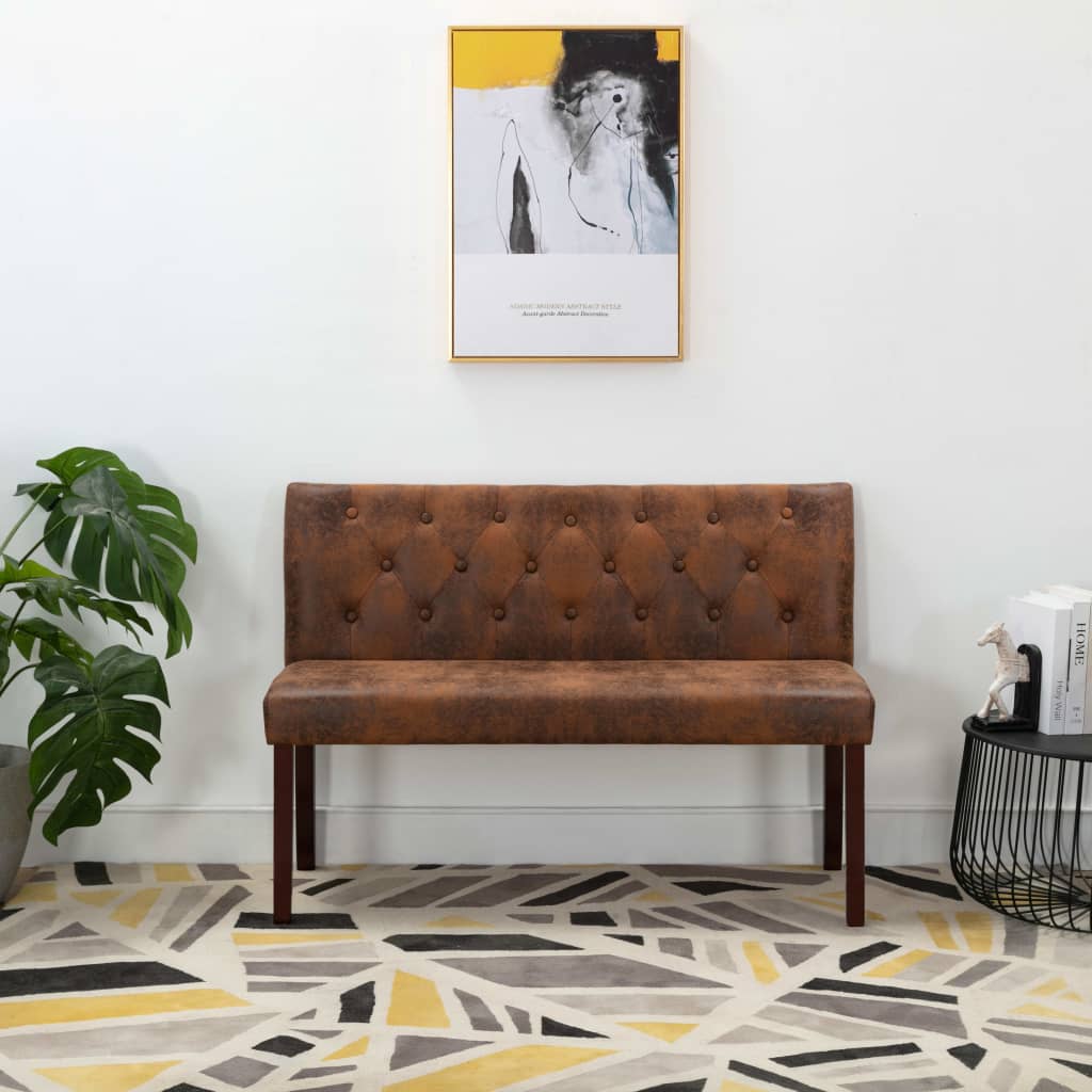 bænk 120 cm imiteret ruskind brun