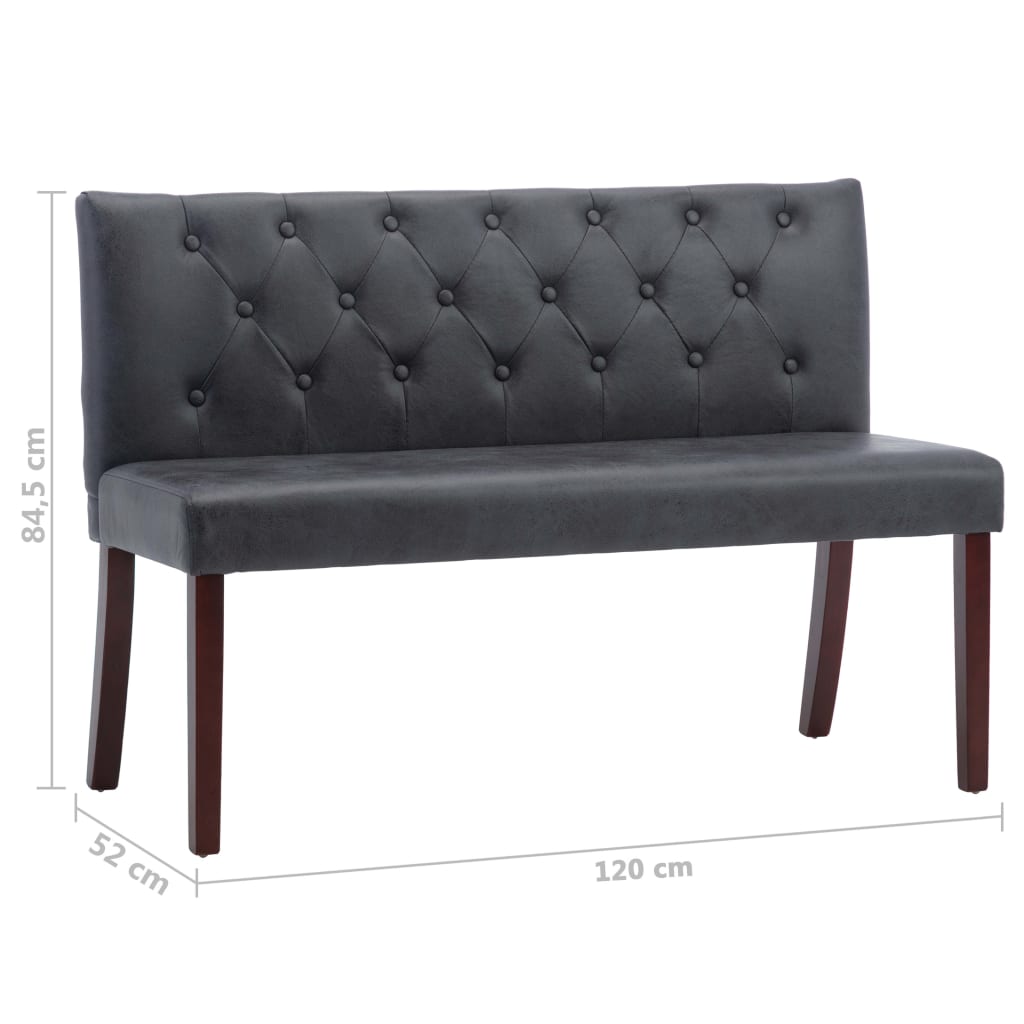 bænk 120 cm imiteret ruskind grå