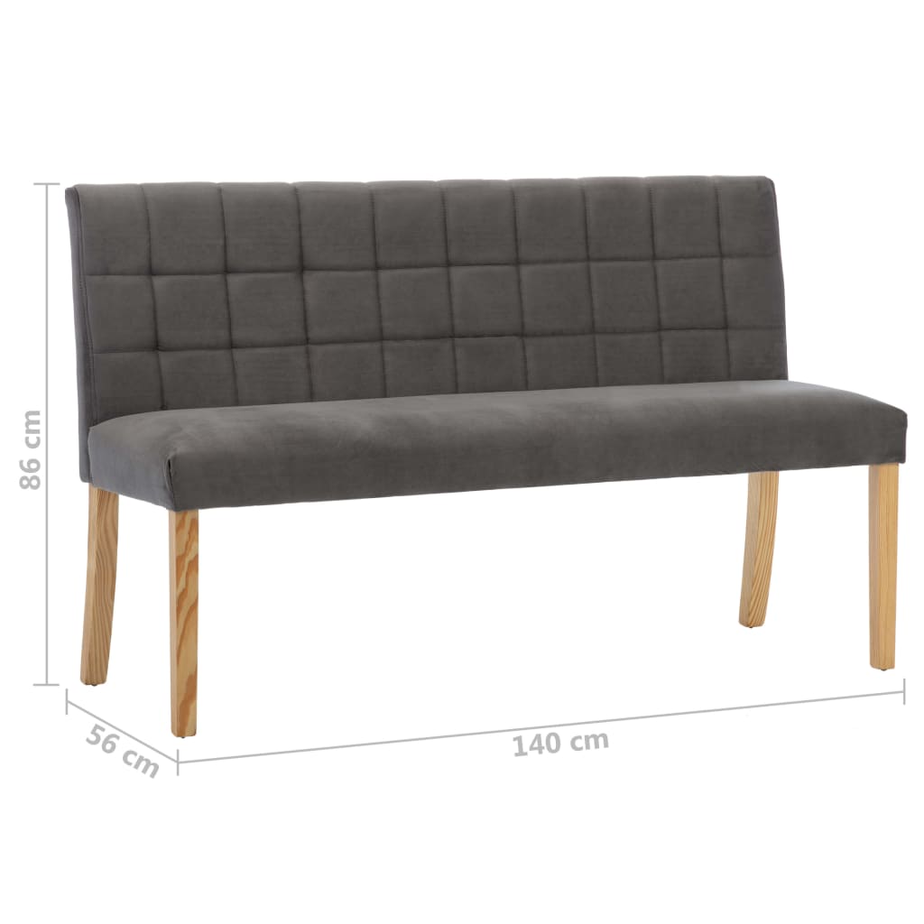 bænk 140 cm fløjl grå