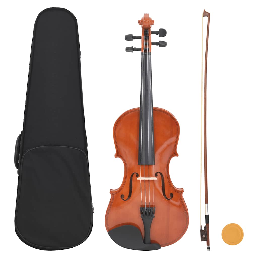 violinsæt med violinbue og hagestøtte 4/4 mørkt træ