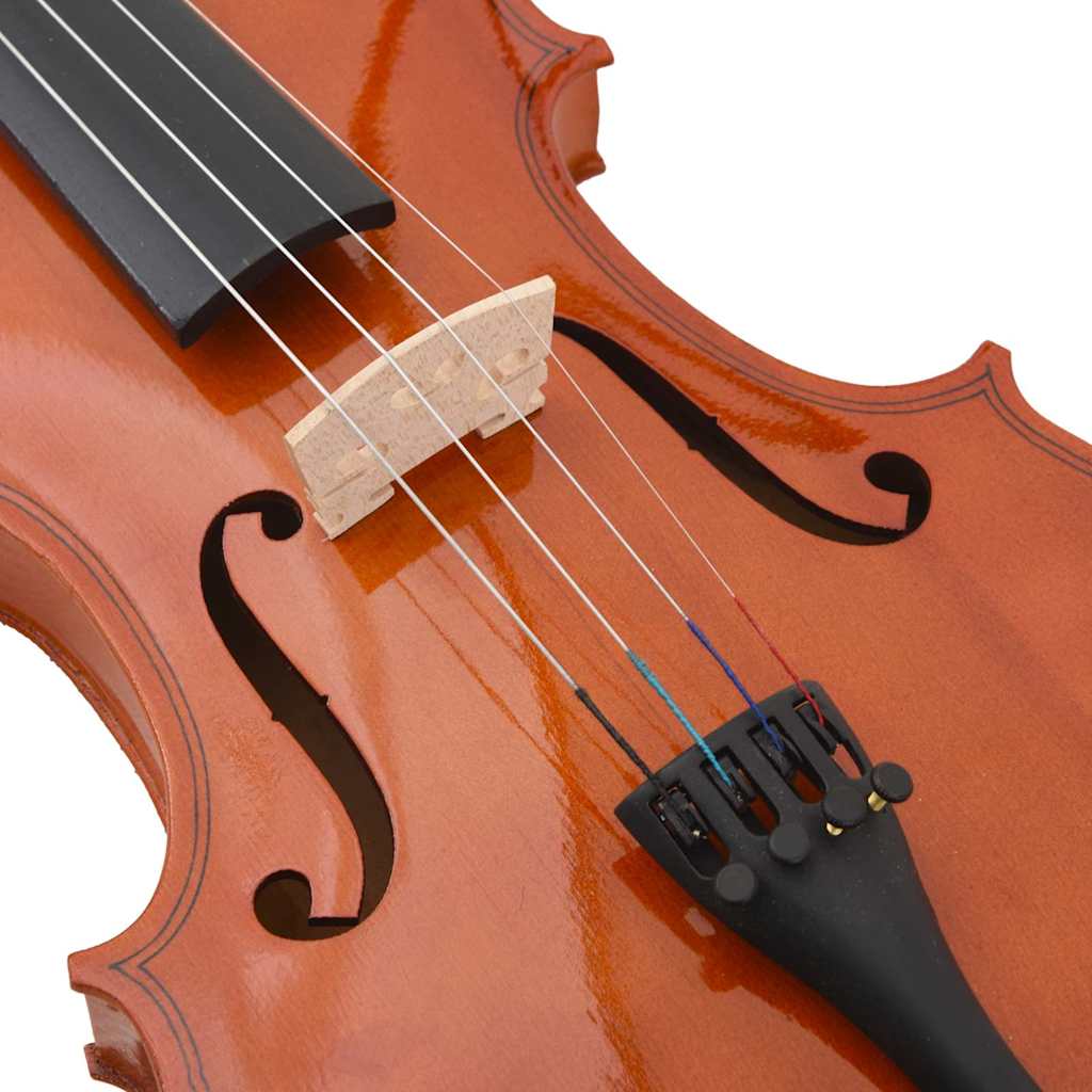 violinsæt med violinbue og hagestøtte 4/4 mørkt træ