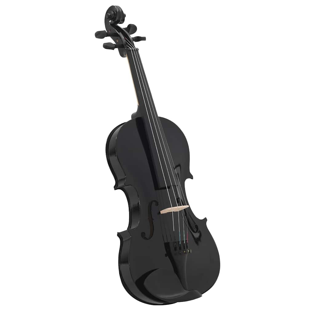 violinsæt i fuld størrelse med bue og hagebræt 4/4 sort