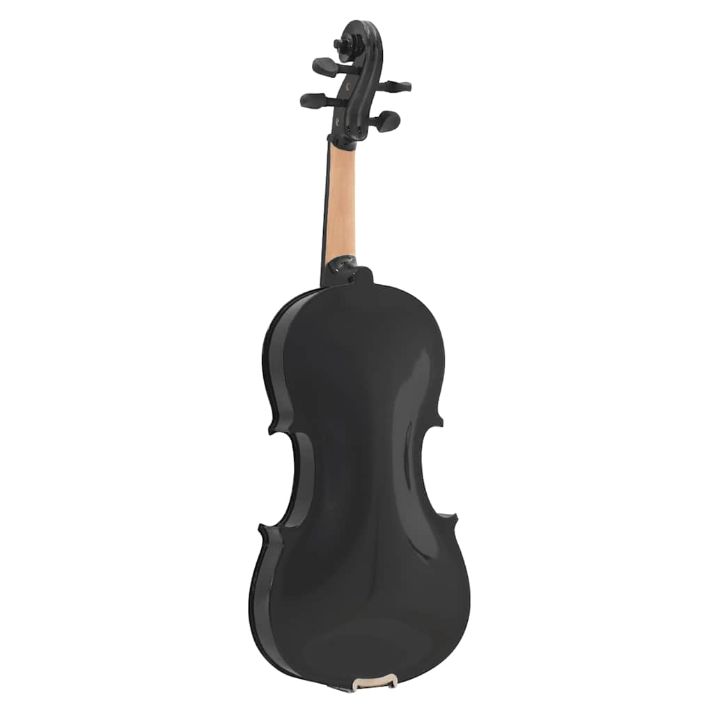 violinsæt i fuld størrelse med bue og hagebræt 4/4 sort
