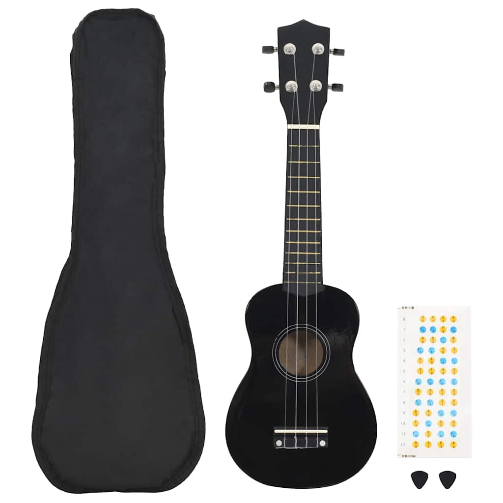 ukulelesæt med taske til børn 21" sort