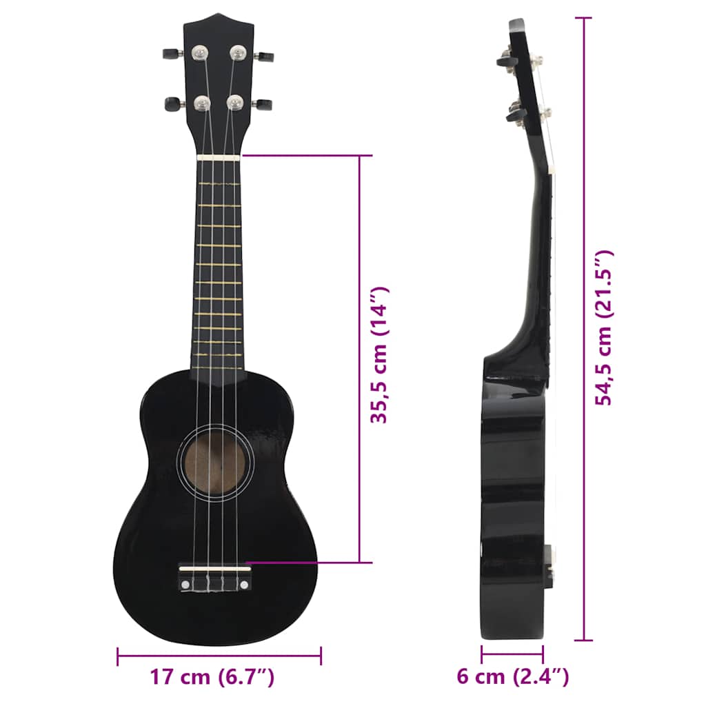 ukulelesæt med taske til børn 21" sort